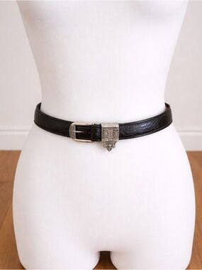Brighton Black Leather Belt with Silver Buckle size M/L (32)